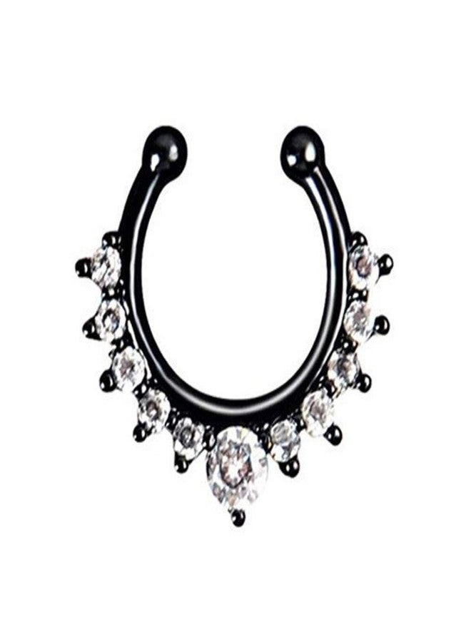 XUKEKOY 6pcs Fake Septum Clicker Nose Ring Rhinestone Non Piercing Hanger Clip Body Jewelry - Image 3